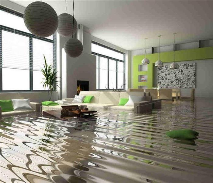 flooded interior with furniture